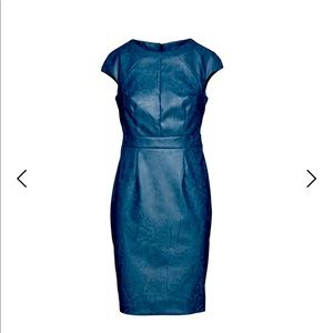 Blue faux leather dress